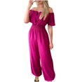 thumbnail image 2 of Birdeem Womens One Line Neck Waist Loose Straight Jumpsuit Versatile Pants, 2 of 6