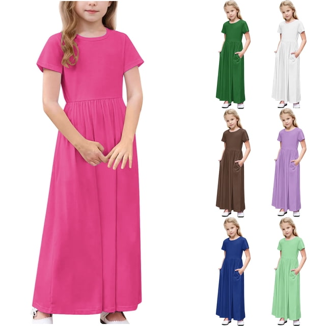 Milgrthf Robe d'Été Mini à Manches Volantées pour Filles, Ample, Plissée, Mignonne, Ligne A, Évasée, Col Ras du Cou, Robes de Plage pour 0-6 Ans, Jaune, 1 An