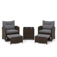 thumbnail image 1 of Gymax Set of 5 Rattan Furniture w/ 2 Wicker Ottomans & Tempered Glass Coffee Table Patio Gray, 1 of 6