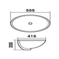 thumbnail image 2 of DROP Bath and Kitchen DR091055 Undermount Bathroom Sink, 2 of 3