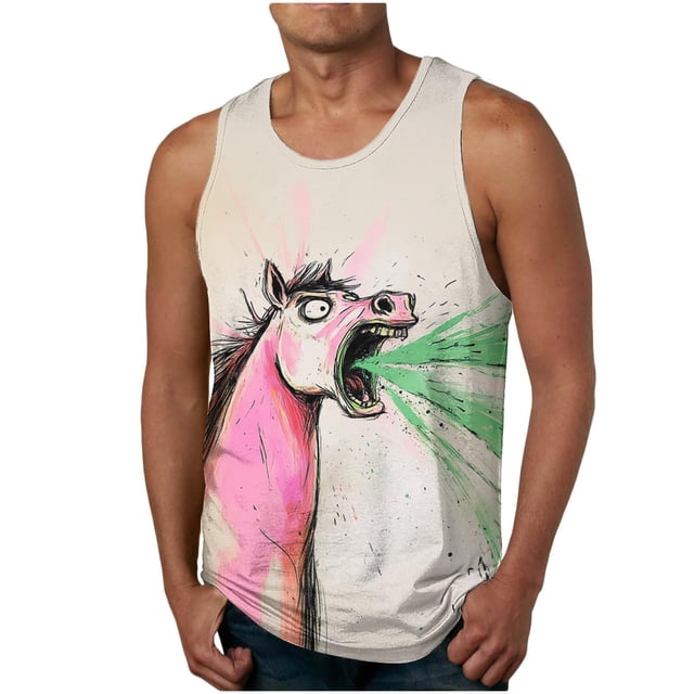 Boovnll Débardeurs Homme, Débardeur Sport Sans Manches à Col Rond pour Homme, Mode Décontractée Hawaïenne à Imprimé, Chandail Sans Manches, Débardeur pour Homme, Chemises Sans Manches pour Homme, Débardeurs