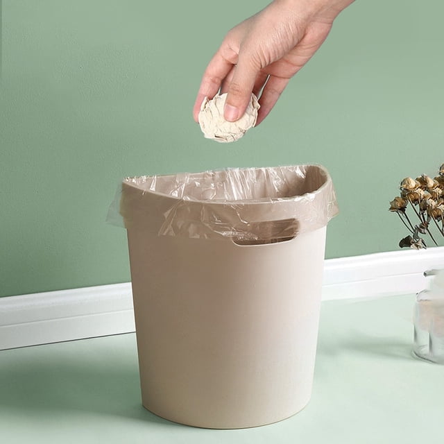 Kitchen Waste Punching Wall-mounted Kitchen Trash Can in A-RMY Green color, made of durable plastic. The trash can features a slim, space-saving design with dimensions of 22x20x30cm (8.66x7.87x11.81in), suitable for kitchens, bathrooms, or offices. It is shown with a plastic liner and a hand disposing of waste, emphasizing its user-friendly and wall-mounted functionality.