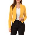 thumbnail image 1 of Blazer de Travail pour Femme Sans Col, Veste de Complet d'Affaires Décontractée, Blazer Court, Jaune G, 1 of 8
