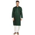 thumbnail image 1 of Atasi Ensemble Kurta Pyjama 2 Pcs pour Homme, Col Henley, Kurta Long Décontracté, 1 of 7
