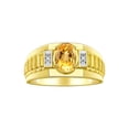 thumbnail image 1 of RYLOS Men's Rings 14K Yellow Gold Ring Classic Designer Style 8X6MM Oval Gemstone & Diamond Ring Citrine Birthstone Rings For Men Size 11, 1 of 7