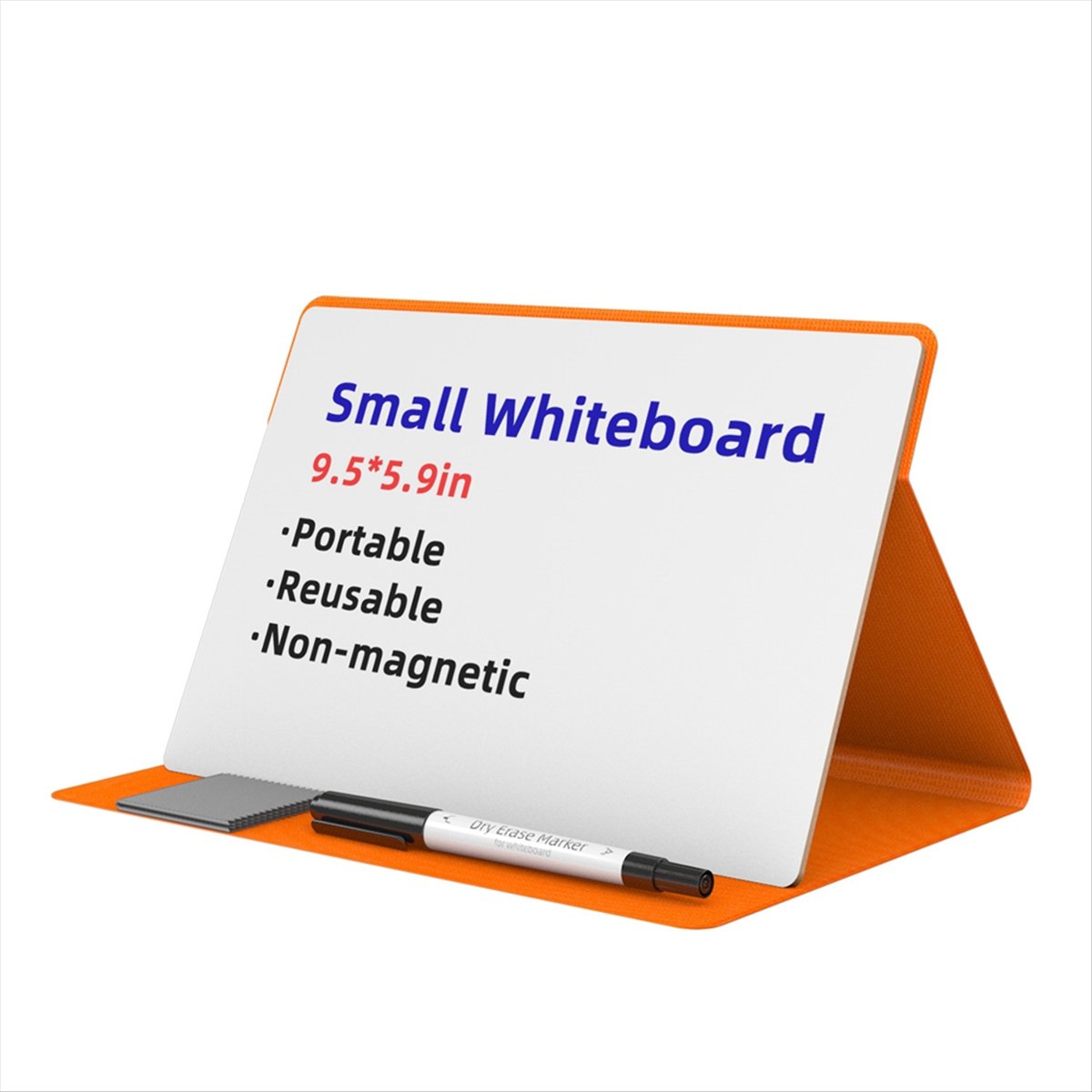 Portable Small Whiteboard, Reusable Mini Magnet Dry Erase Board with Marker Wipe Cloth Magnetic Dry Erase Board Orange,1 * portable small whiteboard 1 * marker 1 * wipe cloth,Orange
