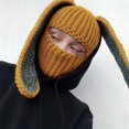 thumbnail image 2 of Fgnfyis Rabbit Ear Hat Autumn and Winter Neck Knitted Hat Bomber Hats Yellow, 2 of 6