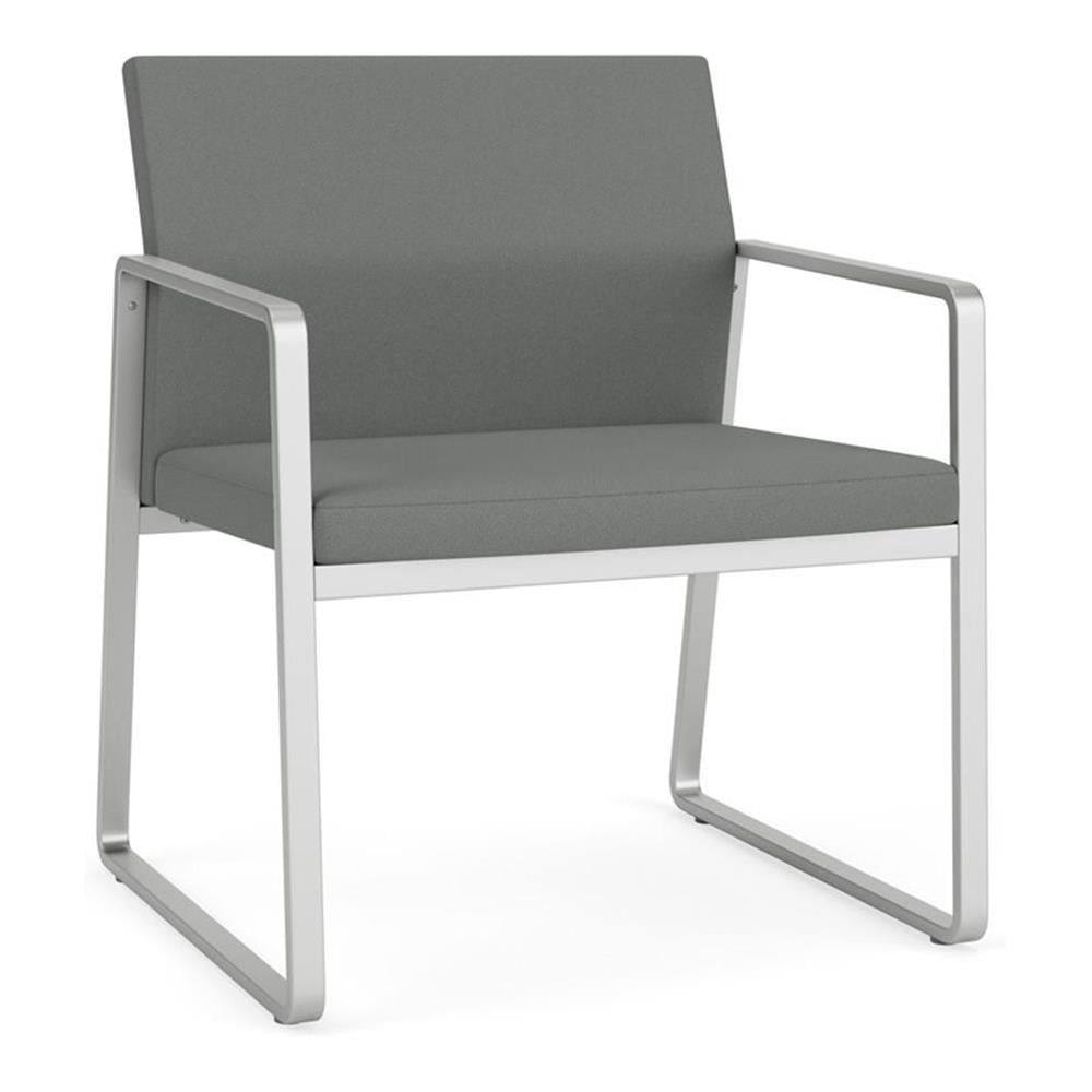 Gansett Reception Waiting Oversize Guest Chair / Silver Steel / Light Gray