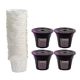 thumbnail image 2 of Reusable Coffee Filters Reusable Coffee Pods Stainless Mesh 4 Pack + 100 PCS Coffee Paper Filters, 2 of 5