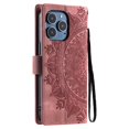 thumbnail image 4 of Étui à Rabat pour iPhone 16 Pro Max, Portefeuille en Cuir PU Premium avec Fleurs en Relief Totem, Porte-Cartes et Support Compatible avec iPhone 16 Pro Max - Rose, 4 of 14