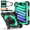 thumbnail image 1 of Case for iPad Mini 7 A17 Pro 2024 / iPad Mini 6 2021 8.3 Inch with Rotating Stand Pencil Holder Hand/Shoulder Strap, Heavy Duty Shockproof Protective Cover for iPad Mini 7th/6th Generation 8.3", 1 of 7