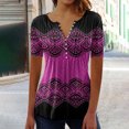 thumbnail image 2 of Pompotops Femmes Mode Décontractée Imprimé Col Rond Ample Manches Courtes T-shirt Haut Blouse Chandail Liquidation, 2 of 5