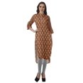 thumbnail image 3 of Moomaya Tunique en Coton à Manches Retroussables pour Femmes Kurti Imprimé Longueur Genou Kurta d'Été, 3 of 6