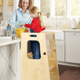 thumbnail image 3 of Wooden Kids Kitchen Step Stool with Blackboard & Safety Rails | Adjustable Montessori Learning Helper for Toddlers | Perfect for Bathroom & Kitchen Use, Natural, 3 of 8