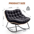 thumbnail image 2 of Indoor Outdoor Patio Rocking Glider Chair – 450 lbs Capacity – Weather-Resistant Rattan, UV-Proof Cushion & soft Toy Fleece Upholstery – Sturdy Rubber Wood & Reinforced Steel Frame, 2 of 7