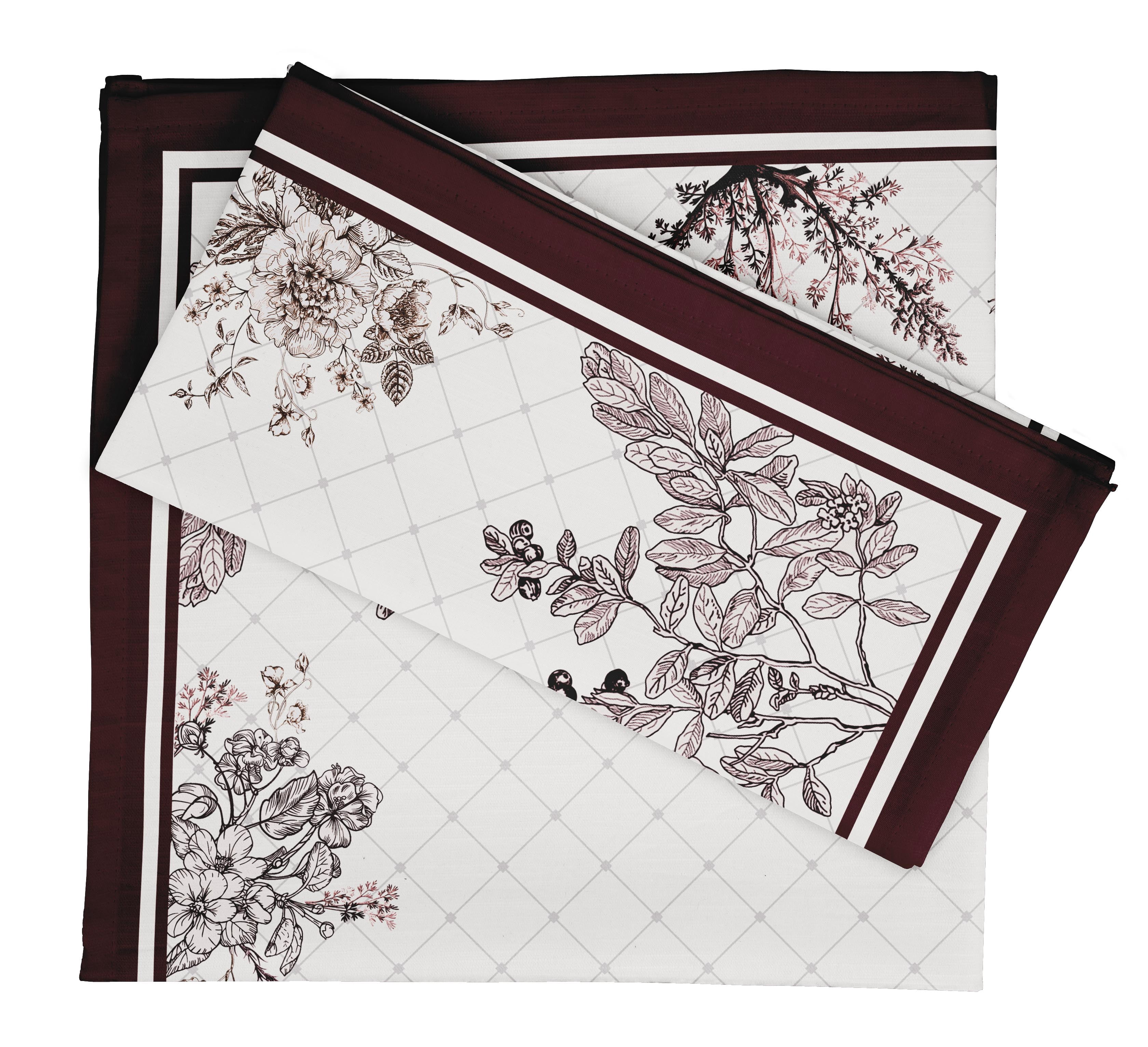 Vargottam Collection de Luxe Linge de Table Décor Serviette en Coton Tissu Imprimé Serviettes Réutilisables Ensemble de 6, 20 X 20 - Floral Monochrome