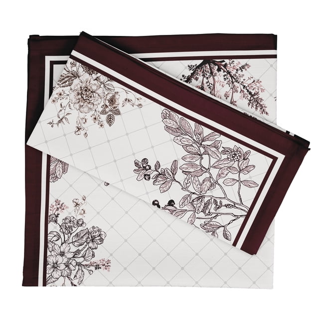 Vargottam Collection de Luxe Linge de Table Décor Serviette en Coton Tissu Imprimé Serviettes Réutilisables Ensemble de 4, 20 X 20 - Floral Monochrome
