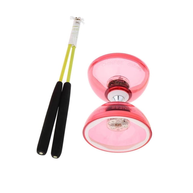 Jouet Diabolo Chinois Pro 12 cm à Triple Roulement à Double Extrémité Jouet Diabolo à Double Extrémité Jouet de Compétence Triple Rouge