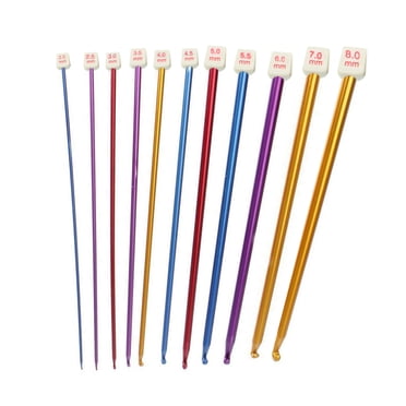 Hearth & Gear 11PCs Colored Afghanistan Crochet Aluminum Oxide Crochet Sweater Needle Scarf Socks Carpet Knitting Tool Set Circular Knitting Needles Interchangeable Circular Knitting Needles Size 8