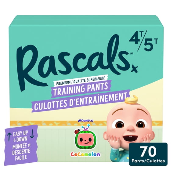 Rascals CoComelon Absorbent Potty Training Pants, Size 4T-5T, Carton, 70 Count