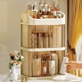thumbnail image 1 of Large Capacity Cosmetic Storage Box - 3-Drawer Desktop Organizer with Clear Lid, Yellow Plastic Makeup Jewelry Organizer, 40.5x24x15.5cm, 1 of 4
