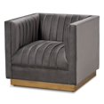thumbnail image 1 of Baxton Studio Aveline Grey Velvet Gold Finished Armchair, 1 of 9