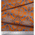 thumbnail image 3 of Soimoi Orange polyester Crepe Fabric Vector Design Damask Print Fabric by the Yard 42 Inch Wide, 3 of 3