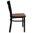 thumbnail image 2 of HERCULES Series Black ''X'' Back Metal Restaurant Chair - Cherry Wood Seat, 2 of 6