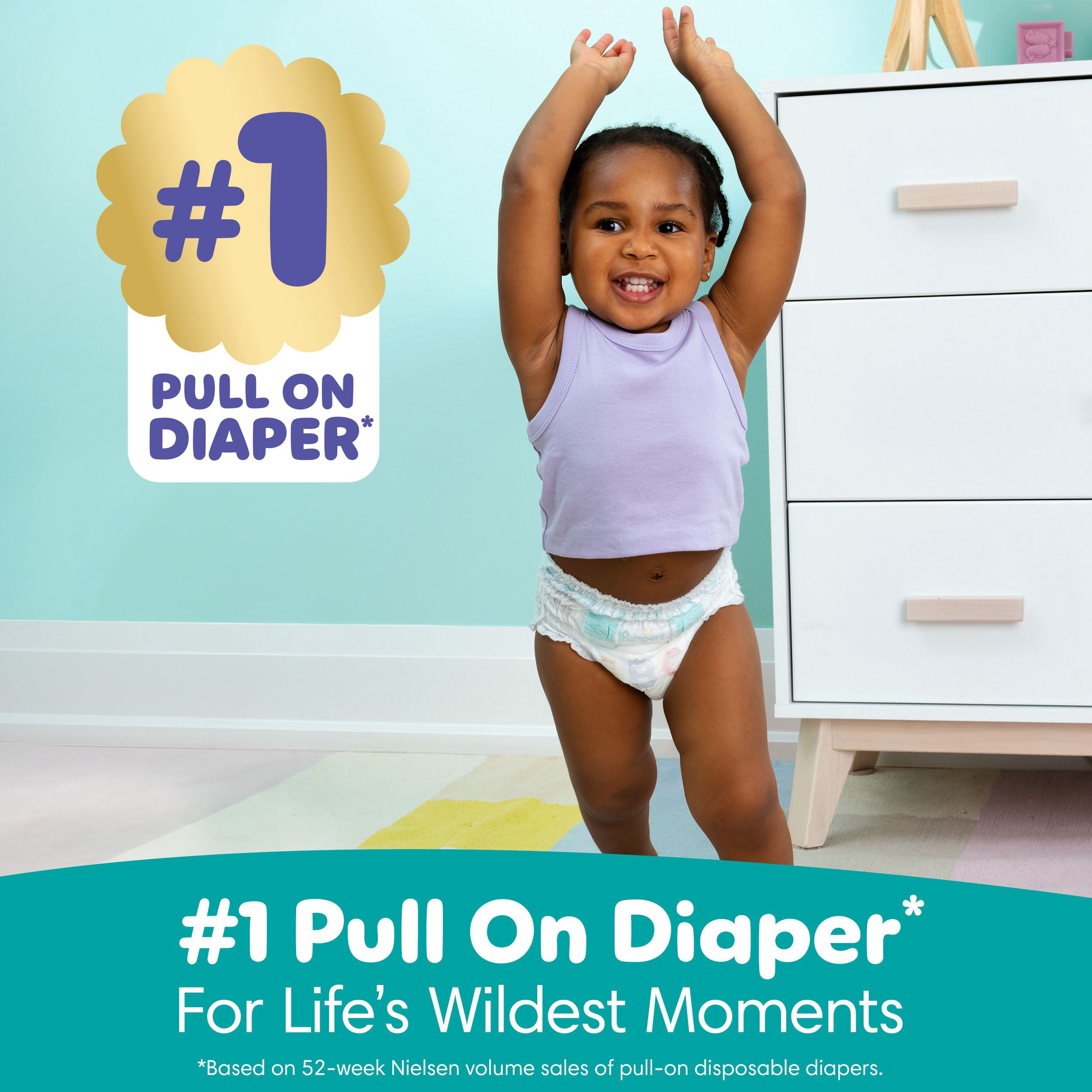 Couches Pampers Cruisers 360°, ajustement jusqu’à 100 % sans fuites, conçues pour les bébés actifs, couche à enfiler, rabats rapides conçus pour faciliter les changements, taille 4, 21 unités