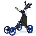 thumbnail image 1 of Goplus Folding 4 Wheels Golf Push Cart W/Bag Scoreboard Adjustable Handle Blue, 1 of 10