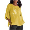 thumbnail image 2 of Blouses pour Femmes 2023 Femmes Été Aguichant Imprimé Régulier à Boutons Col Rond Manches Courtes Femmes Manches Courtes Haut Blouse de Maternité en Liquidation, 2 of 5