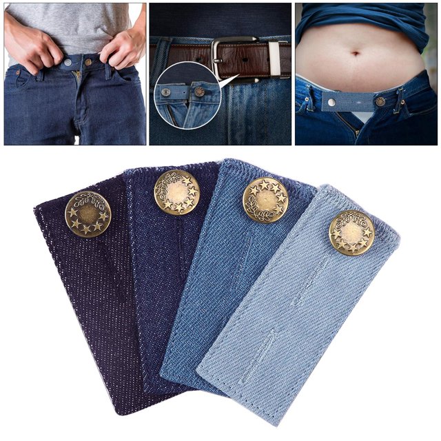 4 Pcs Elastic Waist s,Adjustable Waistband Expanders for Men And Women,Jeans Pants Button Set (4 Colors)
