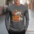 thumbnail image 2 of YOIAVAIOY T-Shirts Graphiques pour Hommes T-Shirt d'Halloween à Imprimé Araignée Manches Longues Col Rond T-Shirt Blouse Décontractée de Fête T-Shirts Gris Foncé XXXXXL, 2 of 6
