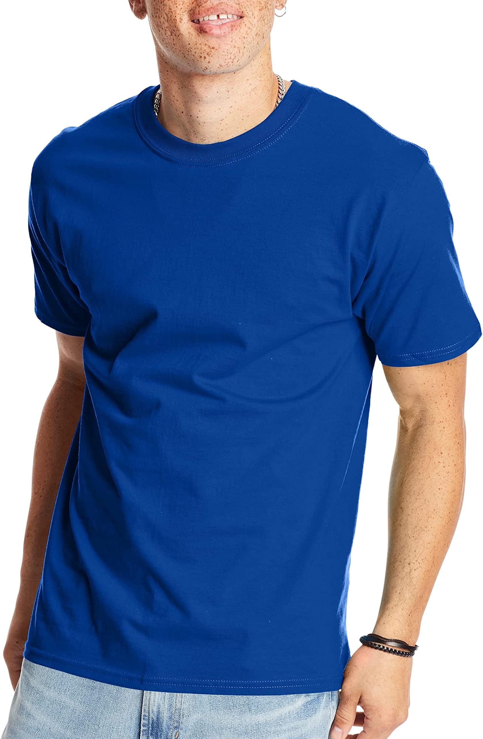 Hanes Mens Beefy-T Classic Crewneck Cotton Tee, M, Deep Royal