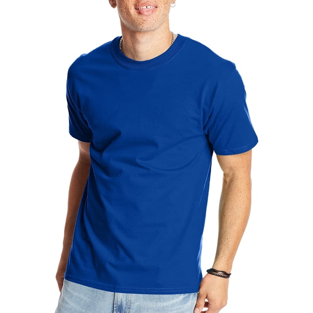 Hanes T-Shirt Classique à Col Rond en Coton pour Hommes Beefy-T, 2TG, Bleu Royal Foncé