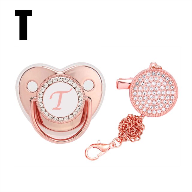 DPTALR Baby Pacifier 26 Letter Name Initial Clip Silicone Infant Nipple Bling Newborn Pacifier