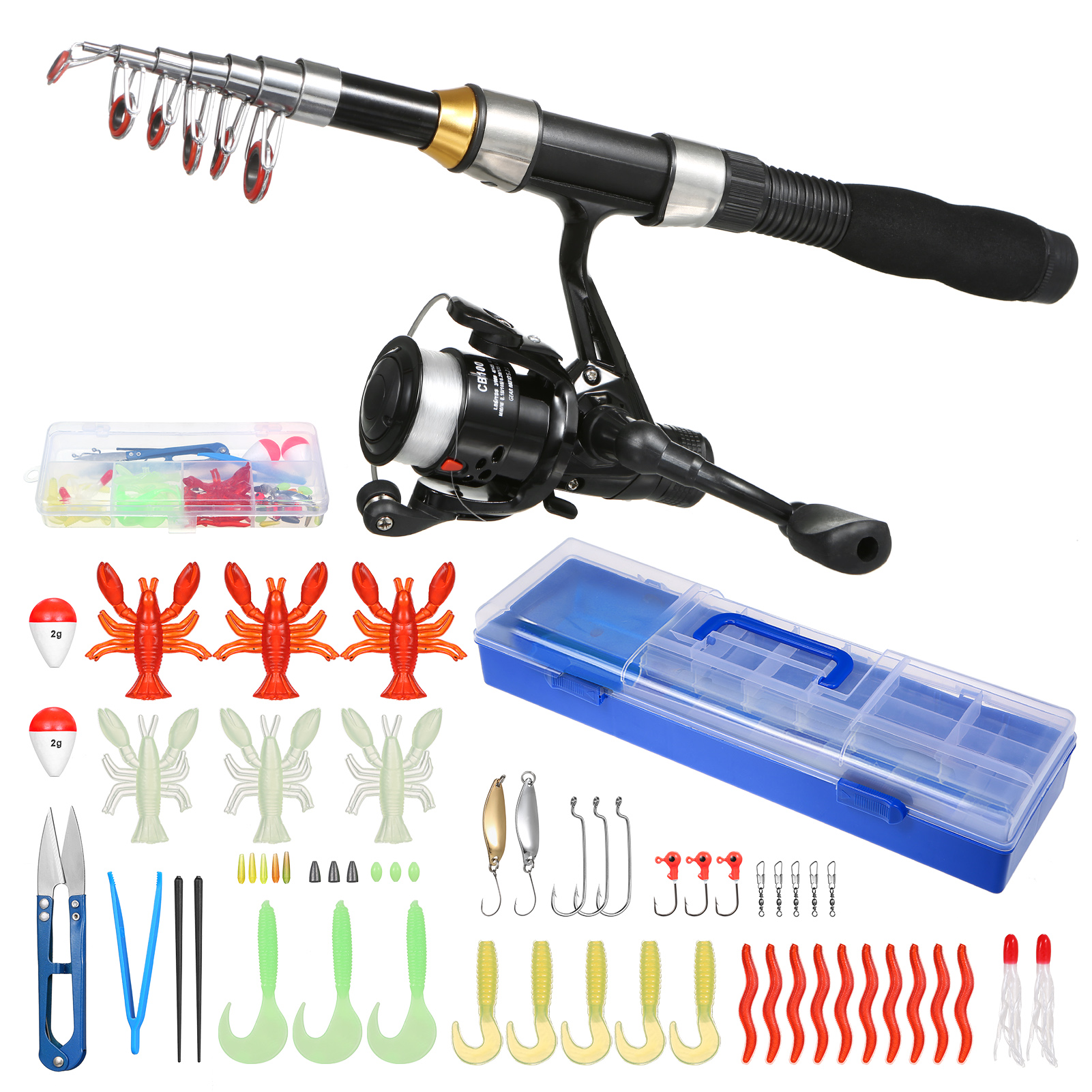 LEO 1.5m/1.7m Telescopic Fishing Rod Spinning Reel Tackle Set For Saltwater and Freshwater