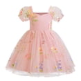 thumbnail image 1 of Yanlir Robe d'Été en Dentelle pour Fille, Princesse, à Volants, Sans Manches, Broderie, Tulle, Nœud, Robes; Robe de Fête à Col Rond; Tenue Imprimée Mode Printemps Été pour Enfants (Rose, 5 Ans), 1 of 9