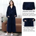 thumbnail image 3 of Women's Plush Fleece Robe with Elastic Waist Design Long Warm Solid Bathrobe Dressing Nightgown, 3 of 5