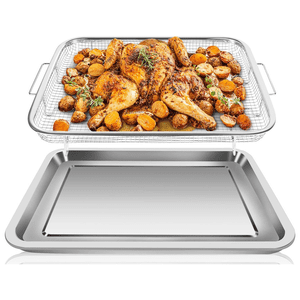 Air Fryer Basket for Oven Stainless Steel, Air Fryer Accessories Oven Rack and Crisper Tray, Nonstick