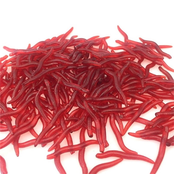 UsTZtai under $5! 50Pcs Fishing Bait, Soft Belly Simulation Earthworm with Chest Fork, Eco-Friendly Artificial Worm for Freshwater Saltwater Fishing