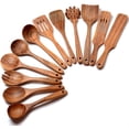 thumbnail image 1 of Wooden Spoons for Cooking,12 Pack Wooden Utensils for Cooking Wooden Kitchen Utensils Set Wooden Cooking Utensils Natural Teak Wooden Spatulas for Cooking, 1 of 7