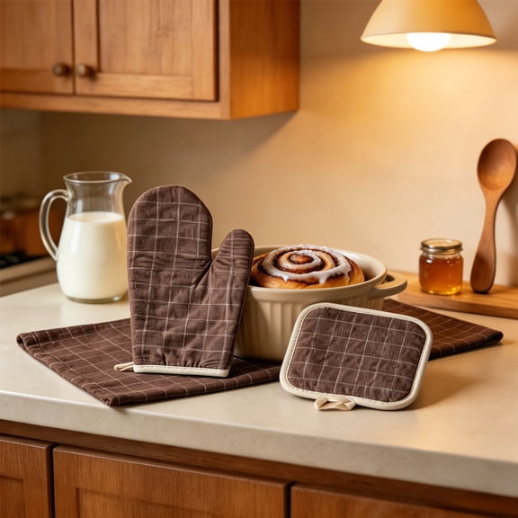Dvkptbk Ensemble de 2 Pcs de Mitaines de Four et Porte-Casseroles, Résistants à la Chaleur, Gants de Cuisine, Compatibles Micro-Ondes, Rembourrage en Coton Épais, Cuisson à la Maison
