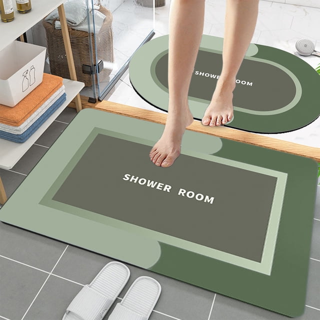 Dvkptbk Bath Set of 2 Bathroom Rugs Bath Mat Non Slip Absorbent Stain Resistant Quick Dry Washable Bathroom Rug Bath Mats for Bathroom Floor Tub Sink Shower Mat Easy Care Green 16"x24"
