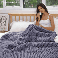 thumbnail image 2 of Comtest Chunky Knit Throw Blanket Chenille, Gray, 80"x80"(King Size), 2 of 6
