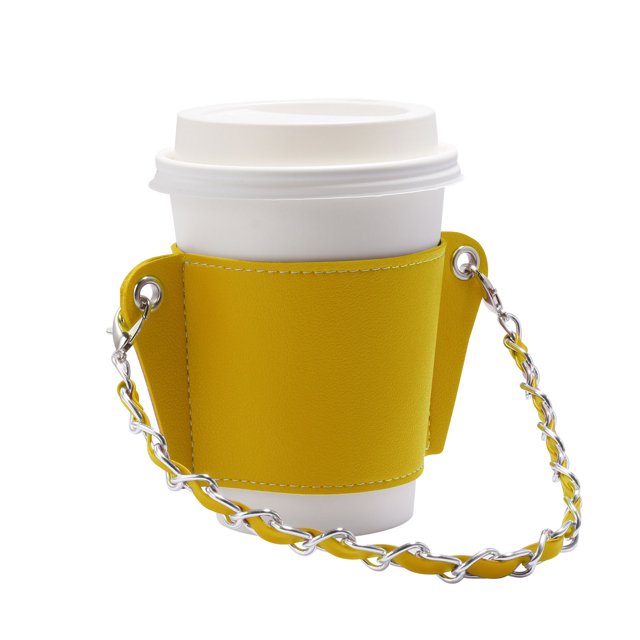 XZNGL Chain Portable Coffee Cup Cover Leather Beverage Handbag Heat Insulation Hot Separation Cup Cover Hanging Portable