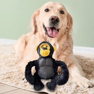 Indestructible Dog Toy for Aggressive Chewers - Large Chimpanzee Plush with Squeaker for Large Dogs