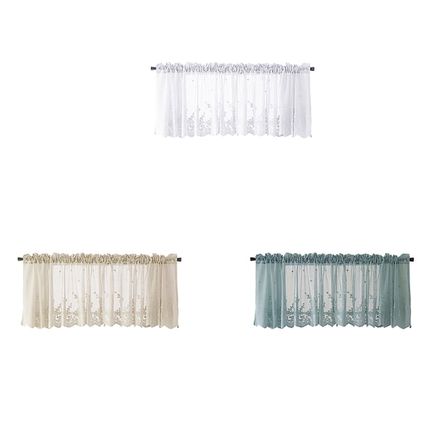 Lace Cafe Kitchen Ruffle Window Drape window drape Valance Semi Transparent Voile Curtains Window Treatment