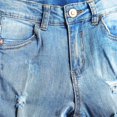 thumbnail image 5 of Kidscool Space Kids Pleated Ripped Holes Elastic Band Inside Water Washed Jeans,Blue,13-14 Years, 5 of 5
