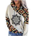 thumbnail image 2 of Women Geometric Print Sweatshirt Hooded Stitching Printed Loose Tops Blouse, 2 of 7
